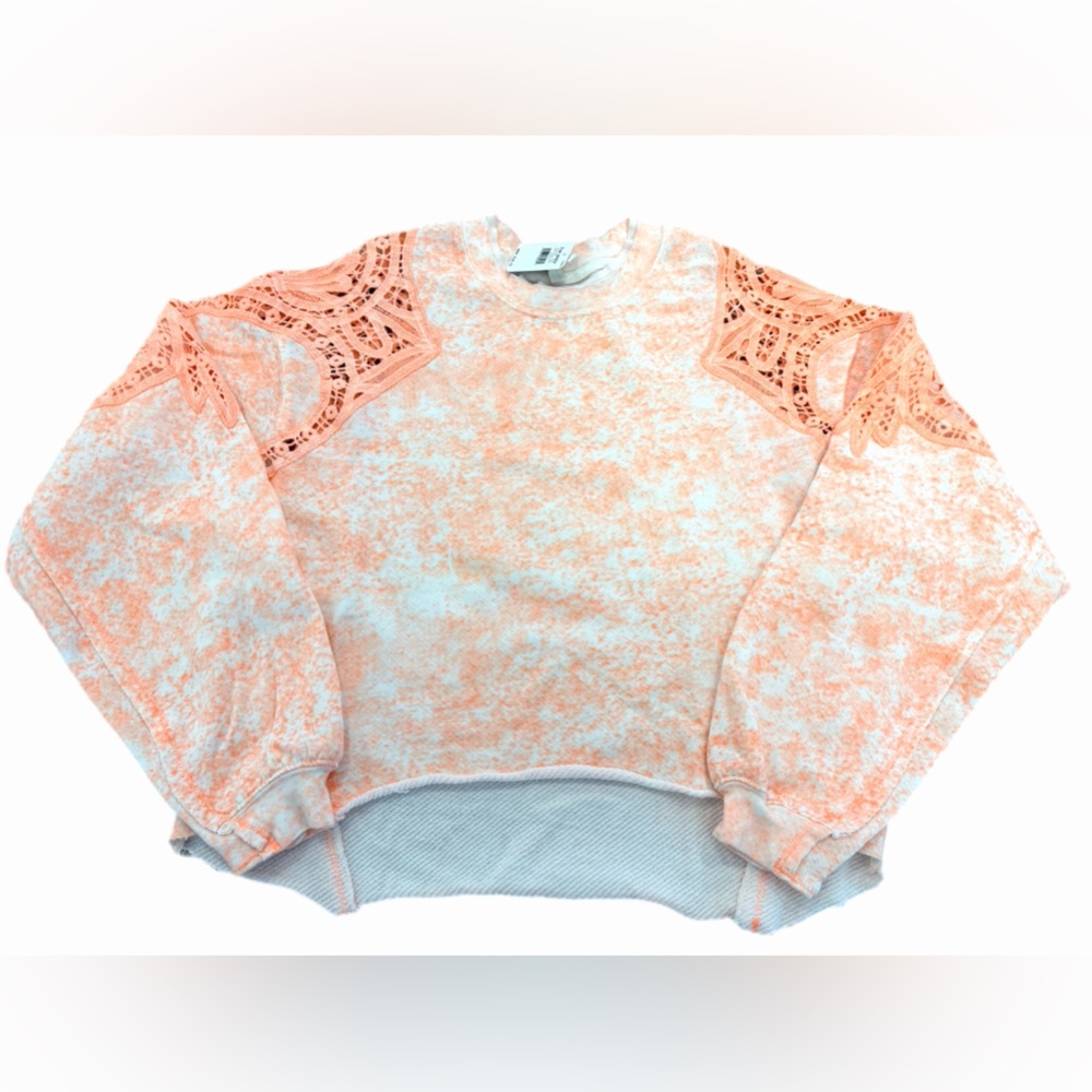 NWT Free People Neon Orange Combo Sweatshirt - Size XS - Picture 2 of 6